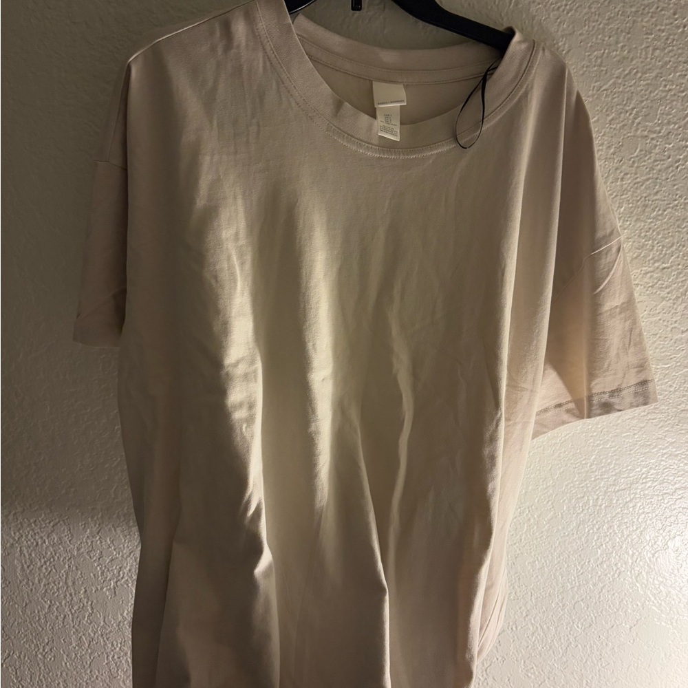 Women’s Beige T-Shirt Maxi Dress with side slit.